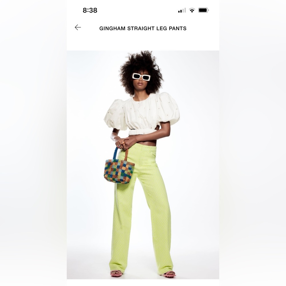 Zara gingham straight leg pants